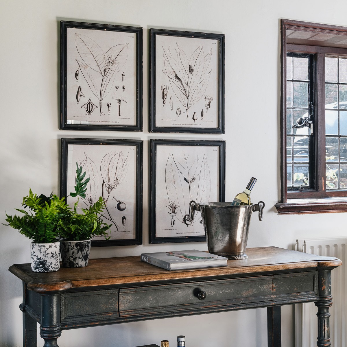 Brookby Set of 4 Framed Black and White Botanical Wall Art One World