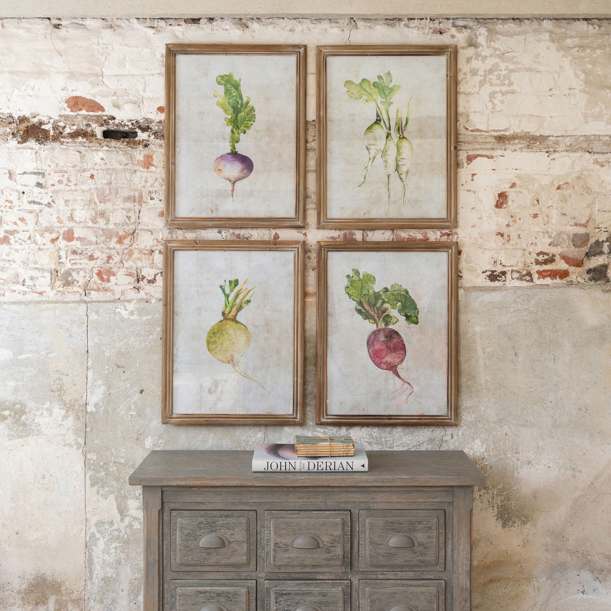 Brookby Set of 4 Framed Root Vegetable Wall Art Wall Art One World