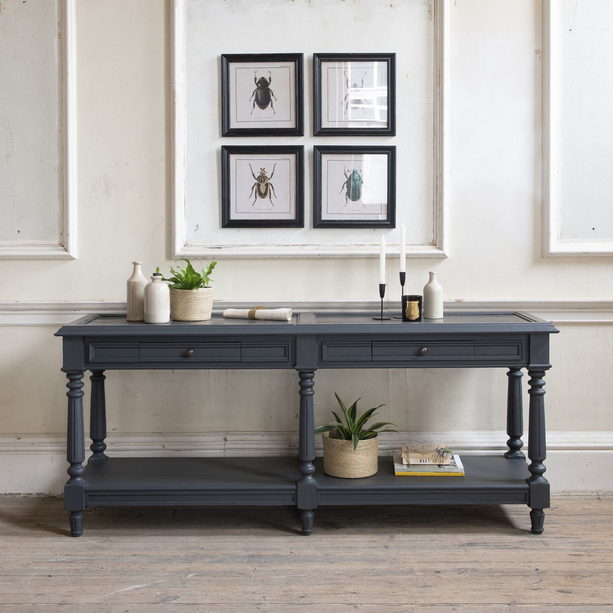 Sonoma Charcoal Console Table with Stone Top Tables One World