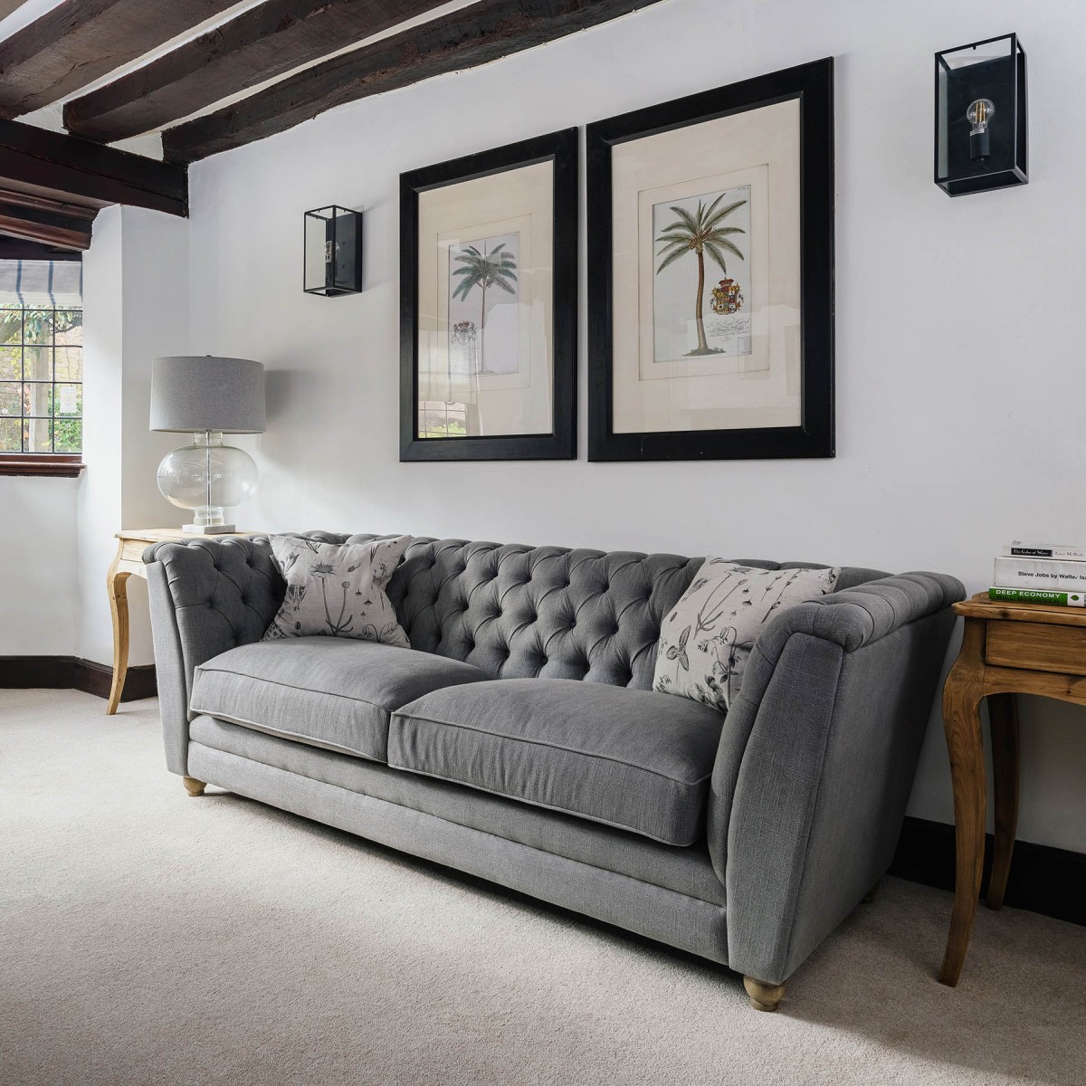 St James Grey Button Back Sofa Seating One World