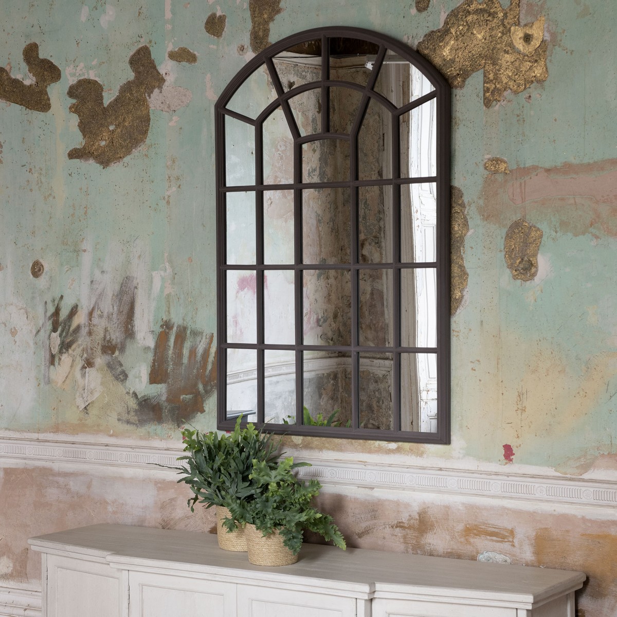 Wilton Charcoal French Window Mirror Mirrors One World