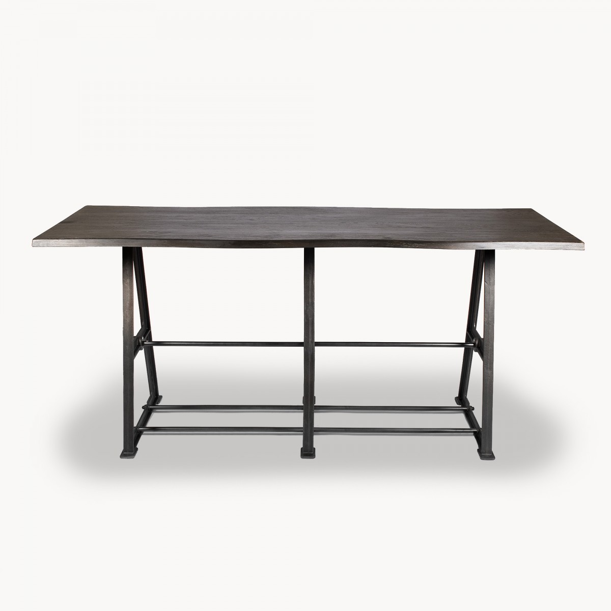 Woodcroft Oak and Antiqued Iron Bar Table Tables One World