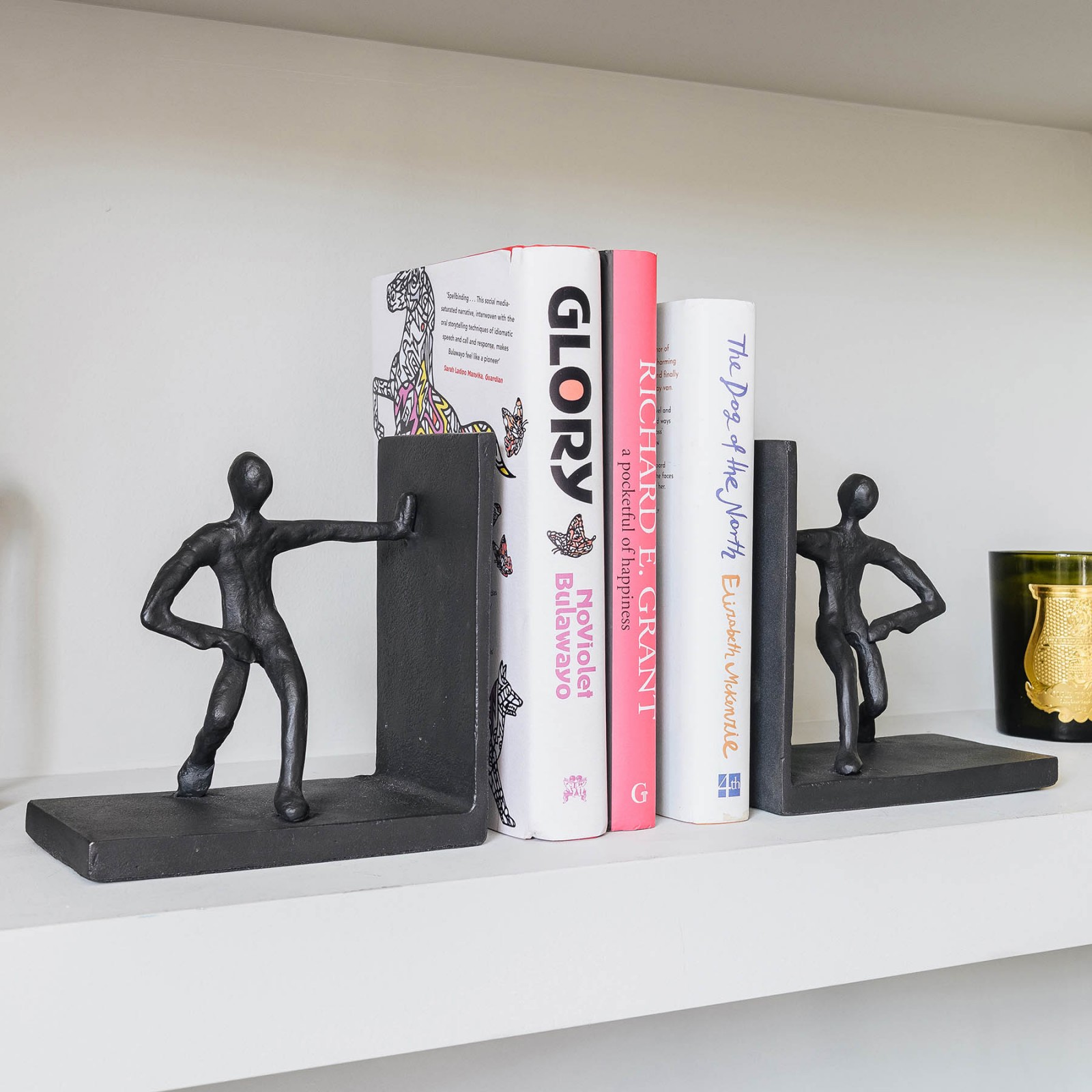 Aluminium Pushing People Bookends | Bookends | One World