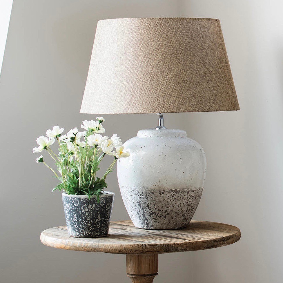 Birkdale Rounded Stone Lamp With Gravel Shade Lighting One World
