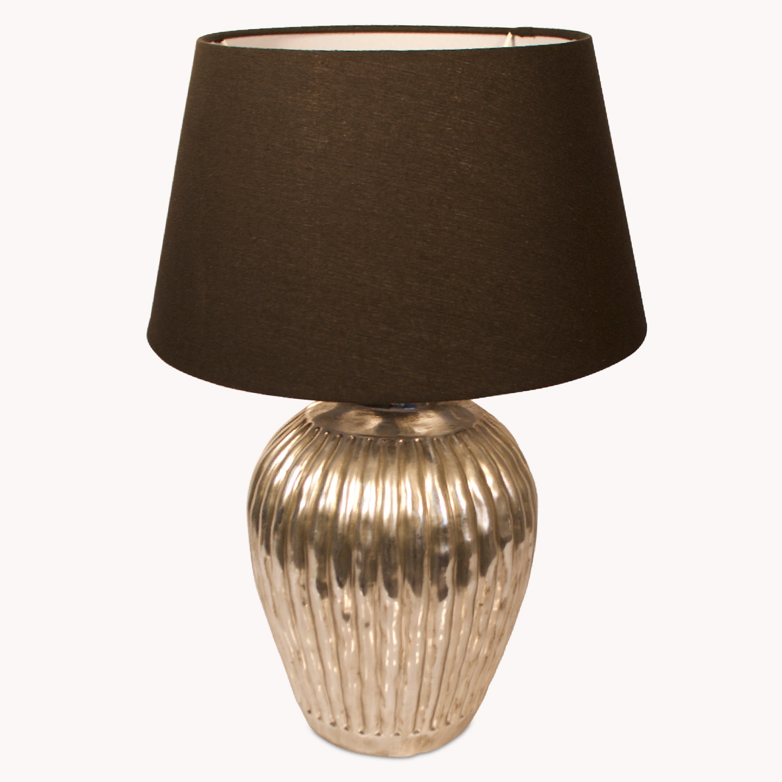 Birkdale Scalloped Silver Lamp with Black Shade Lighting