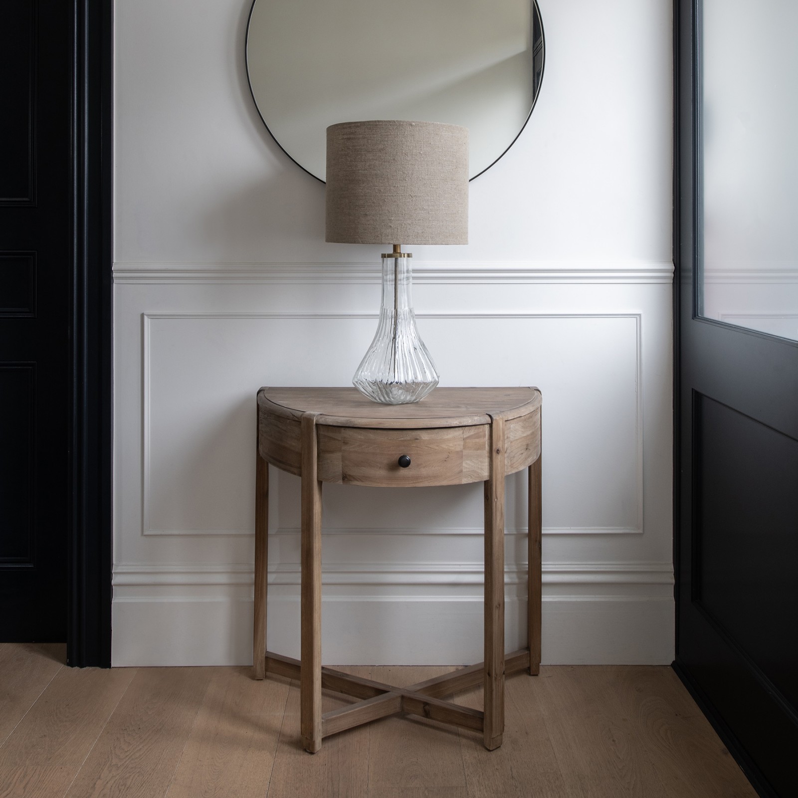 Monomoy Grey Half Moon Console Table Tables One World