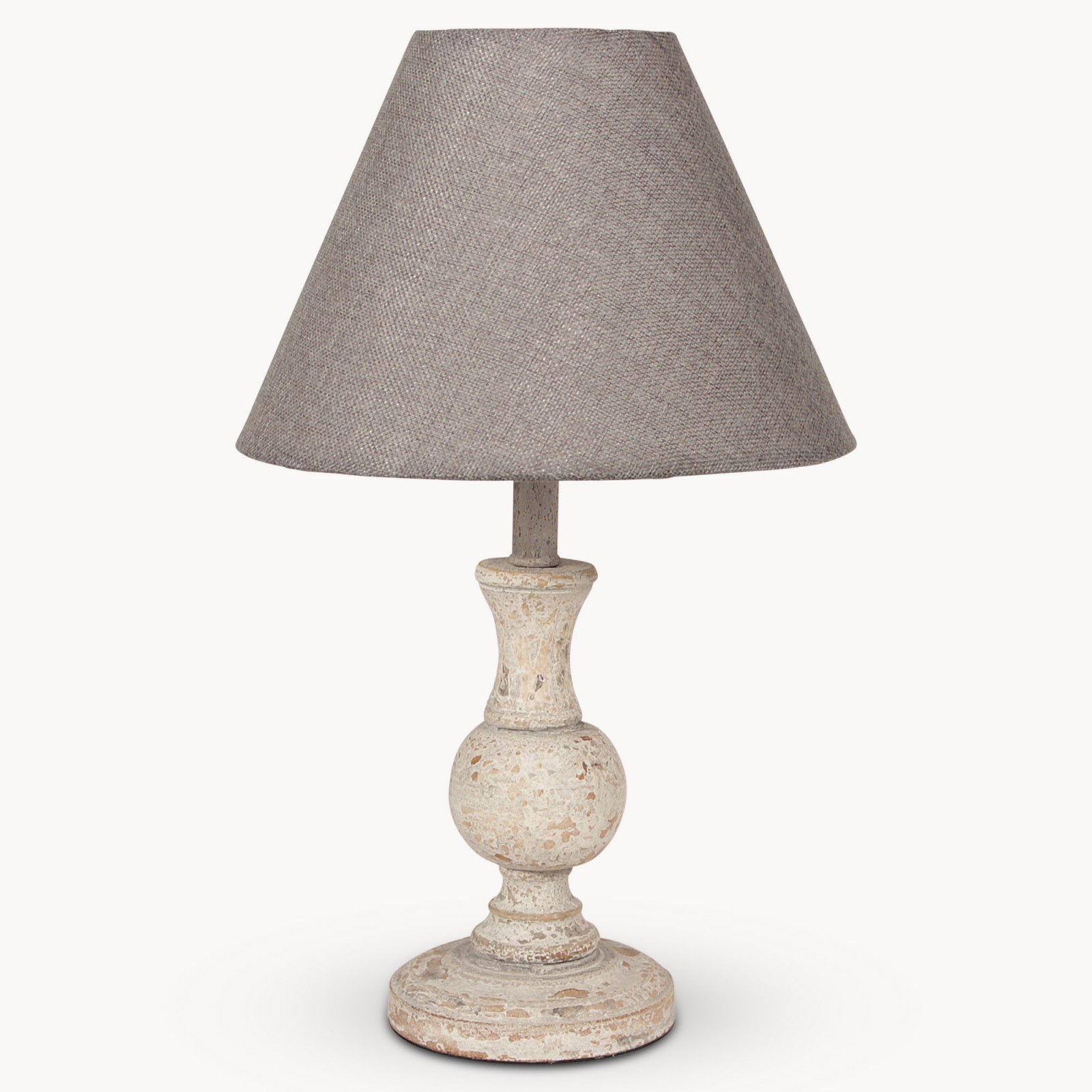Mowbray Light Grey Round Bedside Lamp with Round Grey Shade One World