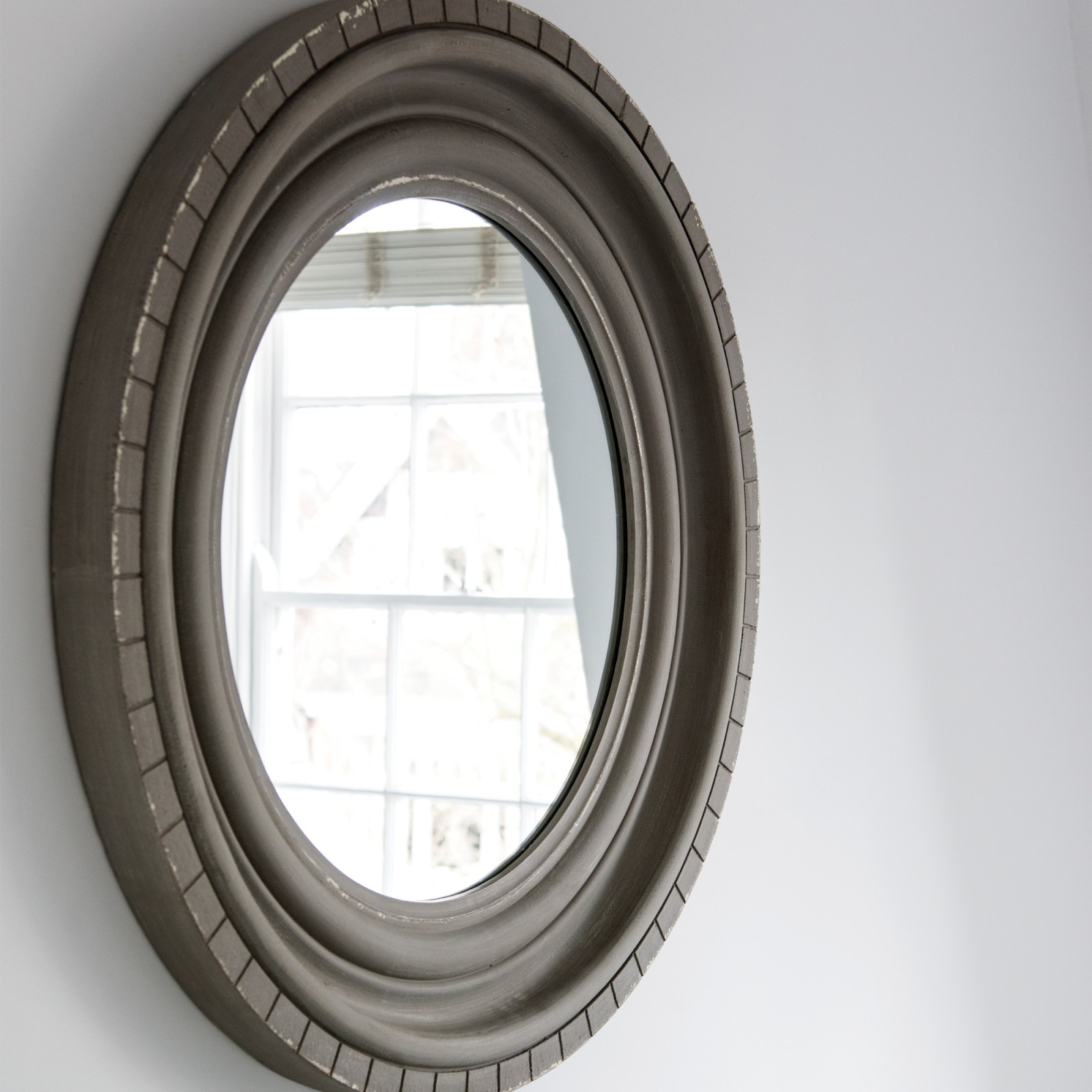 Wilton Grey Round Mirror Dark Mirrors One World