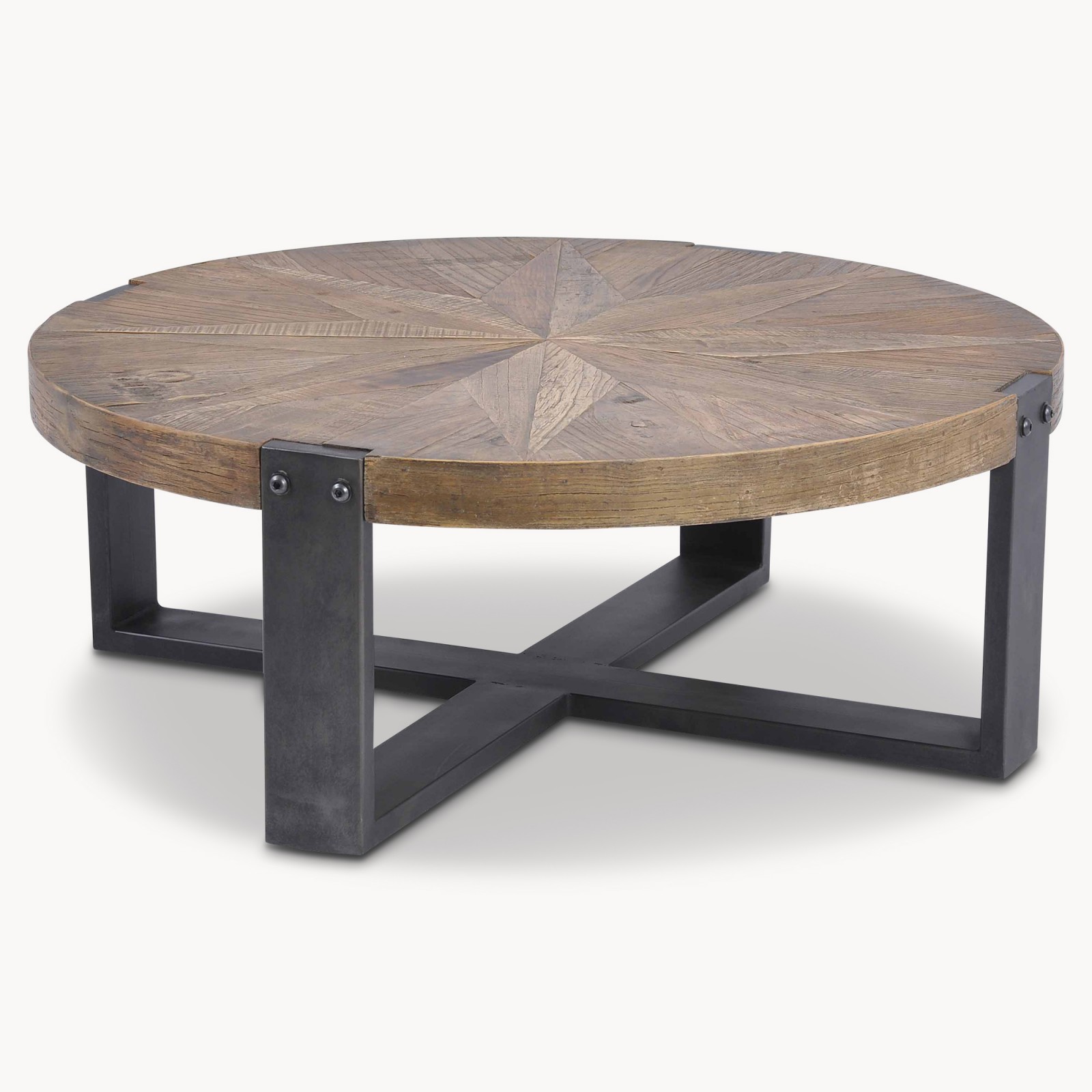Woodcroft Round Reclaimed Elm Coffee Table Tables One World