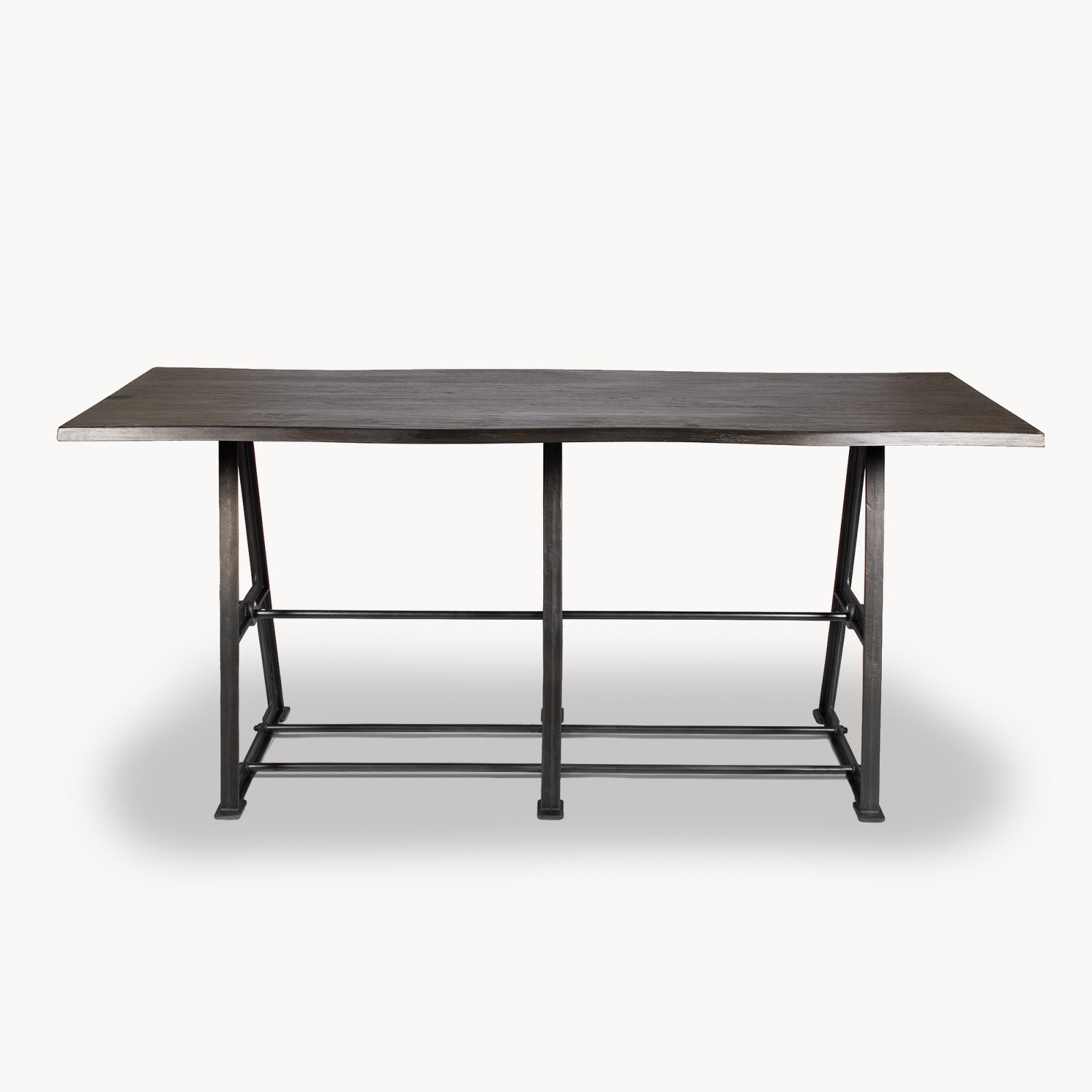 Woodcroft Oak and Antiqued Iron Bar Table Tables One World