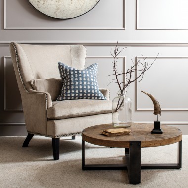 Woodcroft Round Reclaimed Elm Coffee Table | One World
