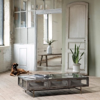 Woodcroft Oak, Iron and Glass Coffee Table | One World