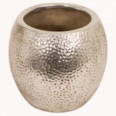 Birkdale Hammered Planter in Silver Finish | One World