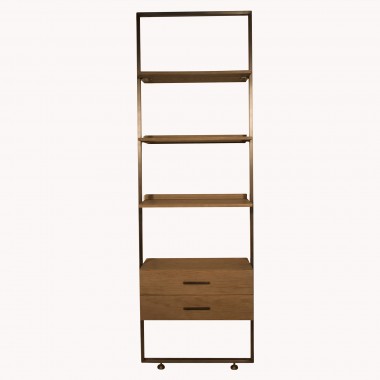 Woodcroft Oak and Titanium Wall Shelf Unit | One World
