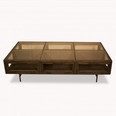 Woodcroft Oak, Iron and Glass Coffee Table | One World