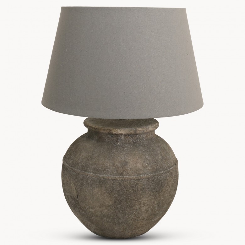 Birkdale Stone Dark Grey Lamp with Grey Shade Lighting One World