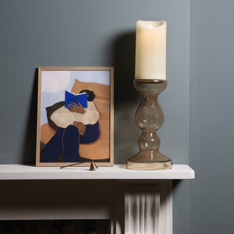 Claymore Amber Glass Candle Holder Candle Holders One World