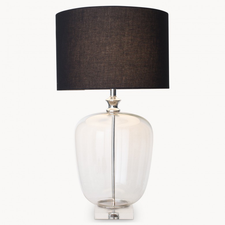 Clifton Shaped Glass Lamp on Crystal Detail Base with Shade One World
