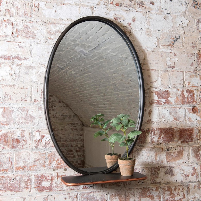 Granville Oval Industrial Shelf Mirror Mirrors One World