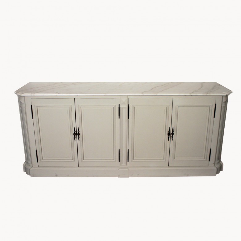Albury Four Door Sideboard with White Marble Top Storage One World