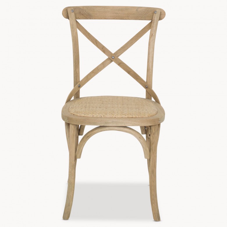 Sandhurst Oak Dining Chair with Padded Rattan Seat Seating One World