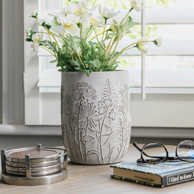 Hatfield Tall Concrete Floral Planter One World