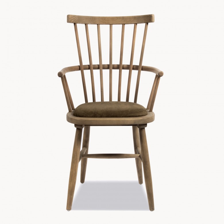 Mansfield Spindle Carver Chair with Velvet Seat Seating One World