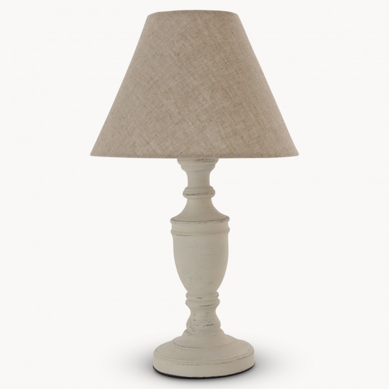 Mowbray Antique Cream Wooden Bedside Lamp and Shade Lighting One World
