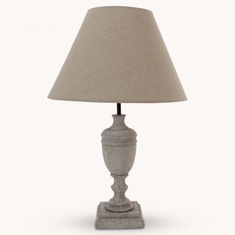 Mowbray Light Grey Bedside Lamp with Round Beige Shade ...