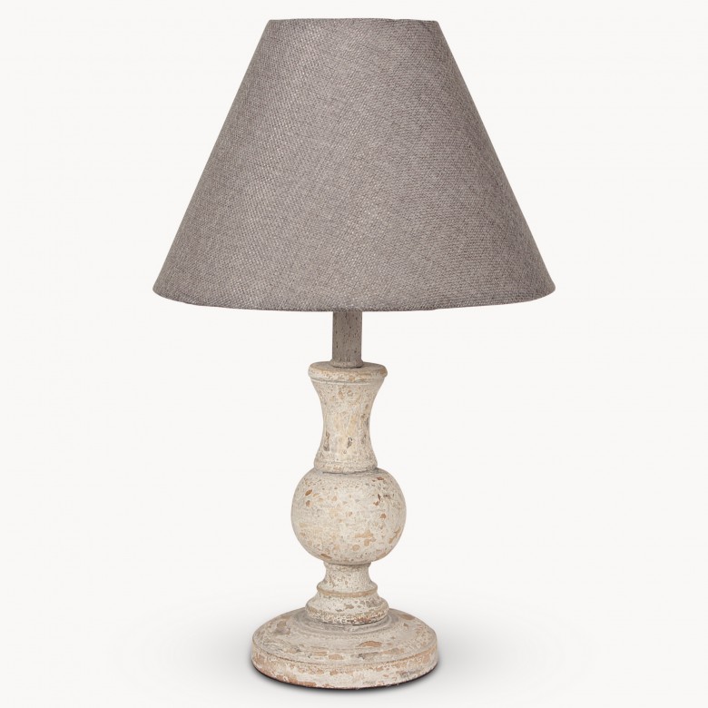 Mowbray Light Grey Round Bedside Lamp with Round Grey Shade One World