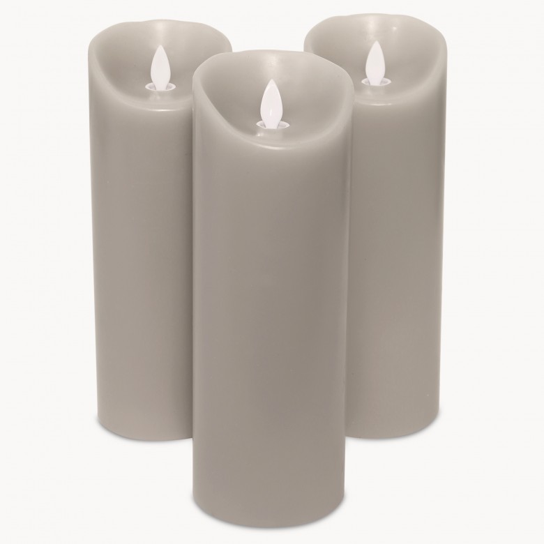 Petersham Large Grey Candle with Remote Control Set of 3 One World