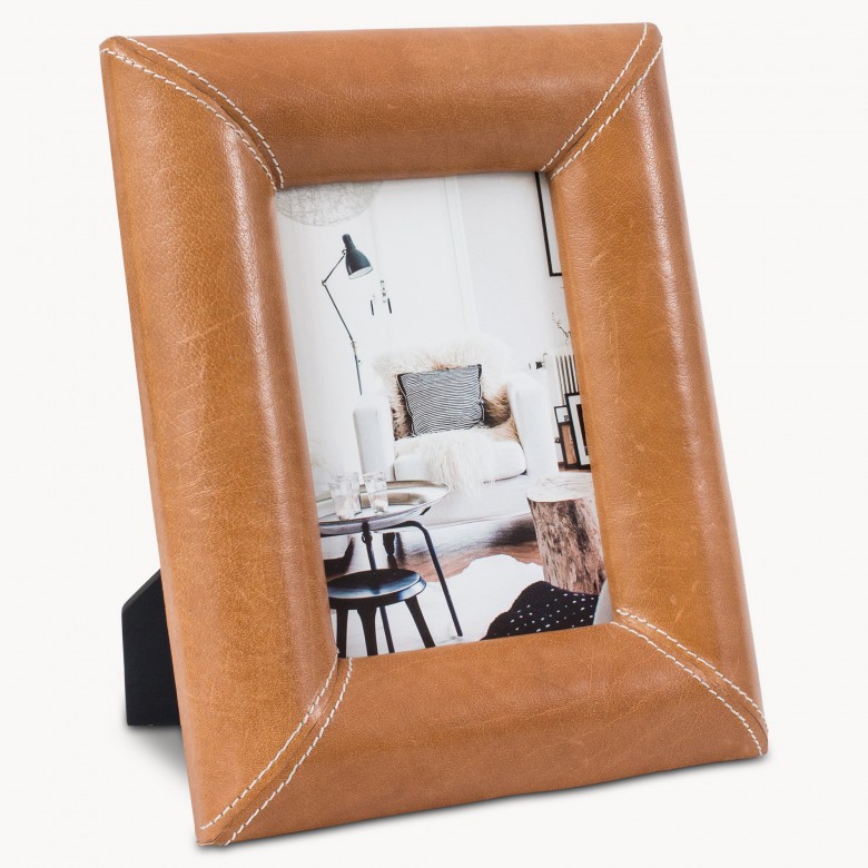 Redlands Tan Leather Photo Frame One World