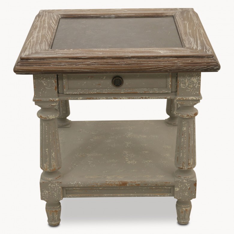 Slate Top Side Table in Mouse Grey Finish One World