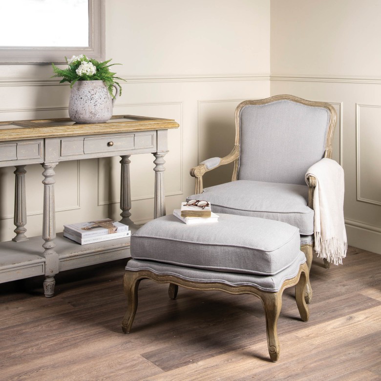 St James Grey Lounge Chair with Footstool | Seating | One World