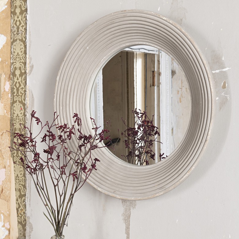 Wilton Grey Round Mirror Light Mirrors One World