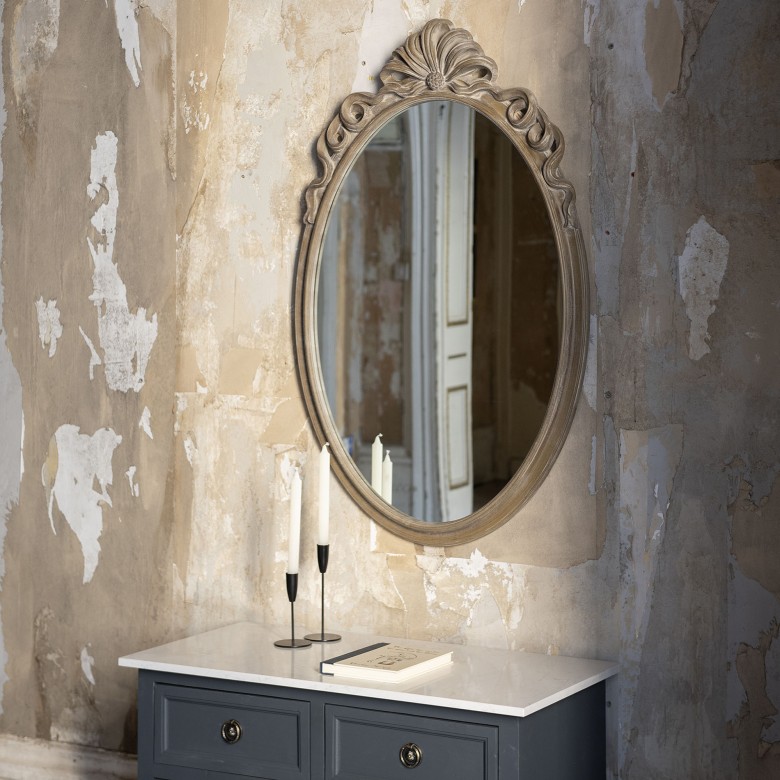 Wilton Natural Ribbon Top Oval Mirror Mirrors One World