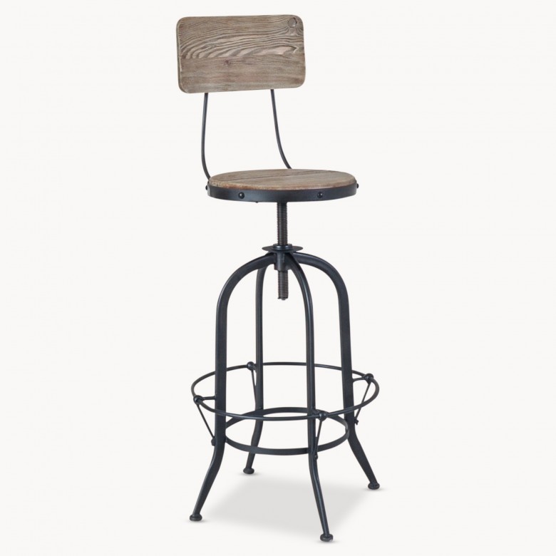 Woodcroft Iron And Bleached Pine Swivel Bar Stool Woodcroft Iron And Bleached Pine Swivel Bar Stool