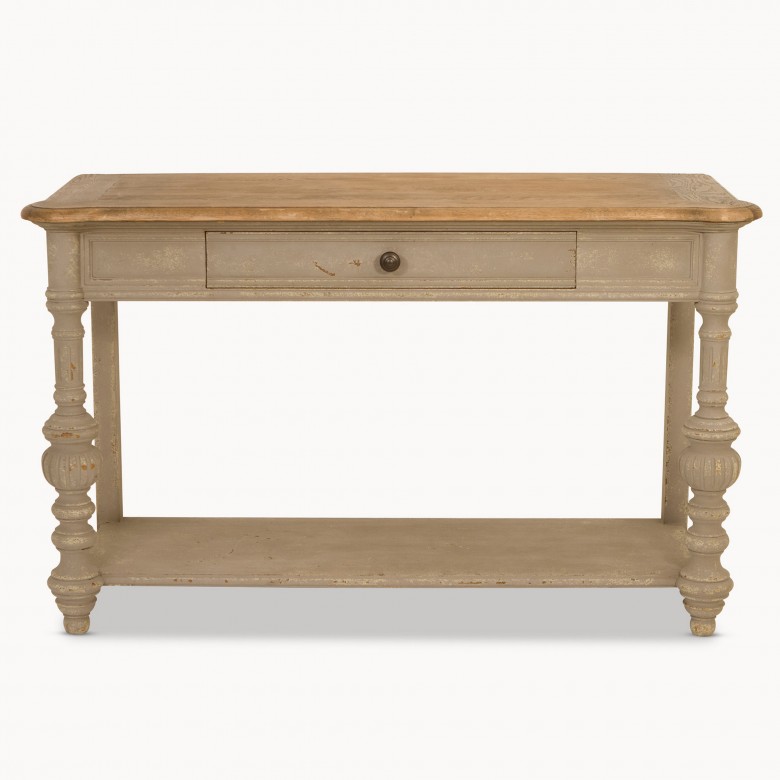 Woodcroft Mouse Grey Vintage Oak Console Table Tables One World