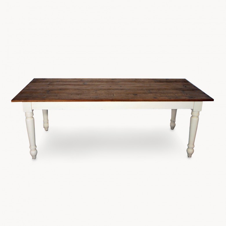 Woodcroft Reclaimed Pine and Distressed White Dining Table One World