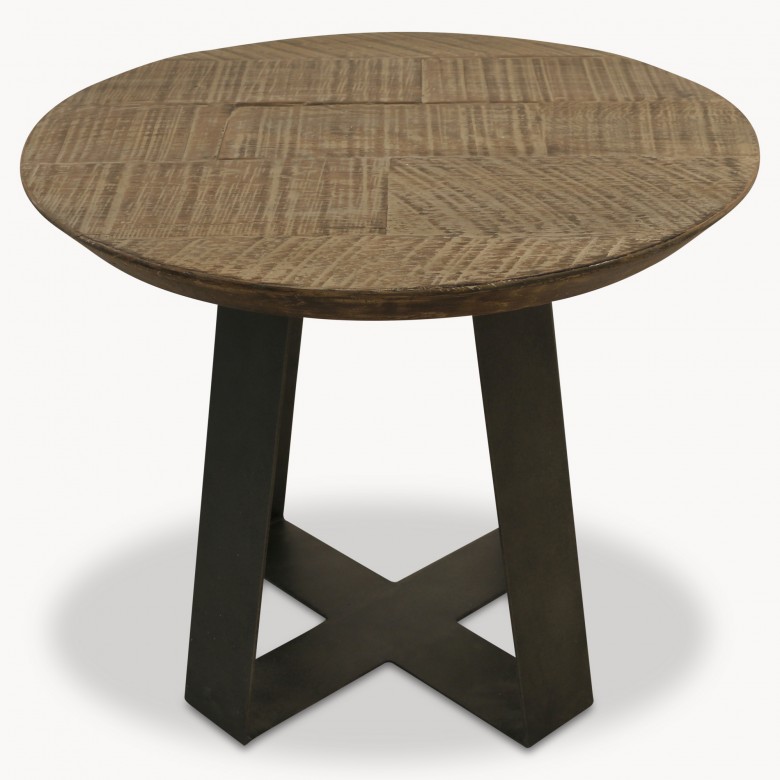 Woodcroft Round Oak Coffee Table on Metal Base | Tables | One World