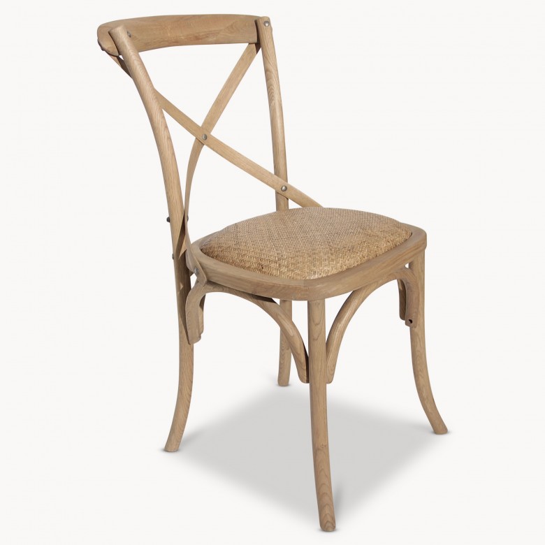 Woodcroft Weathered Oak Dining Chair with Rattan Seat | One World