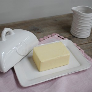 ceramic butter dish with heart motif - mothers day gift ideas 