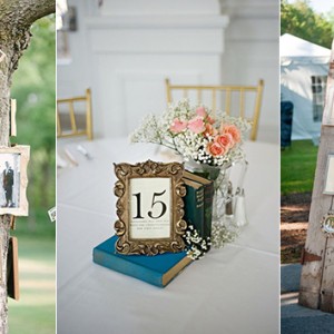 using photoframes for wedding decor