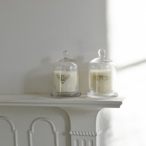 Cloche candles on mantelpiece 
