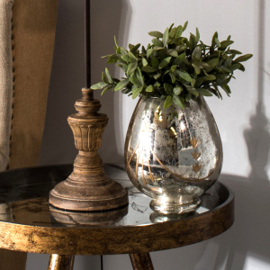 Silver mirror vase with botanicals