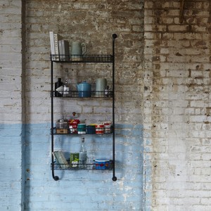 Wall mounted storage shelf with homeware 