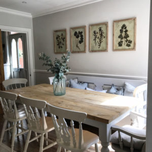 Feathering the Empty Nest dining table with wall art