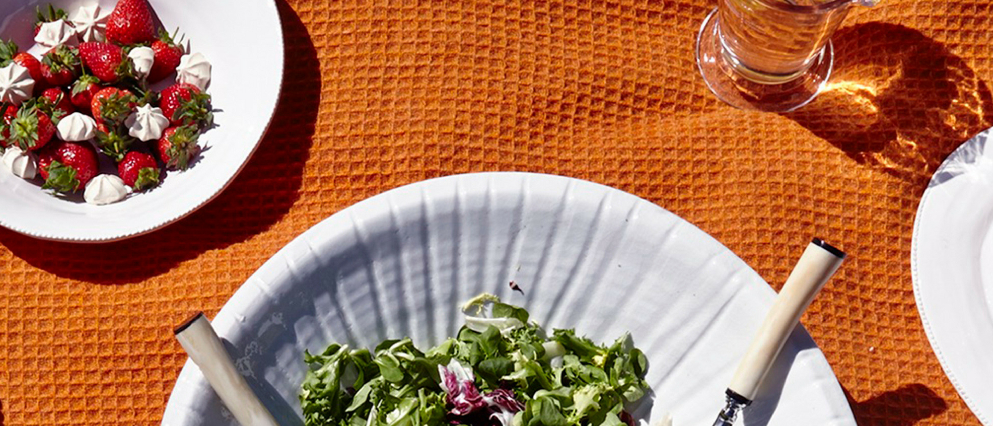 Large salad bowl with green salad