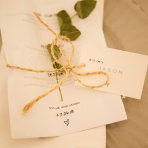 Wedding menu with foliage