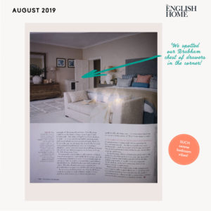 Magazine cut out of bedroom with sofa